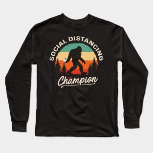 Funny Bigfoot Social Distancing Champion with Toilet Paper Long Sleeve T-Shirt